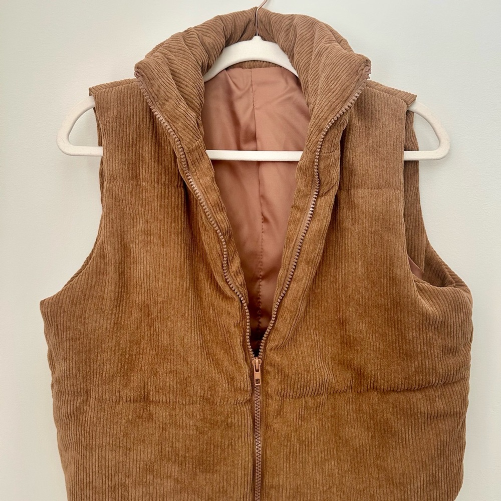 Brown Corduroy Puffer Vest